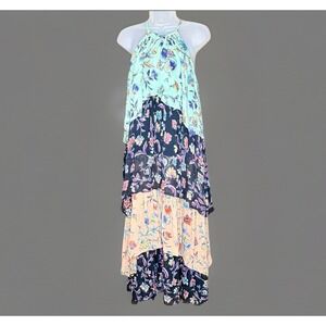 Ramy Brook Chrisley Dress Women S Multicolor Floral Halter Tiered Boho Fairy